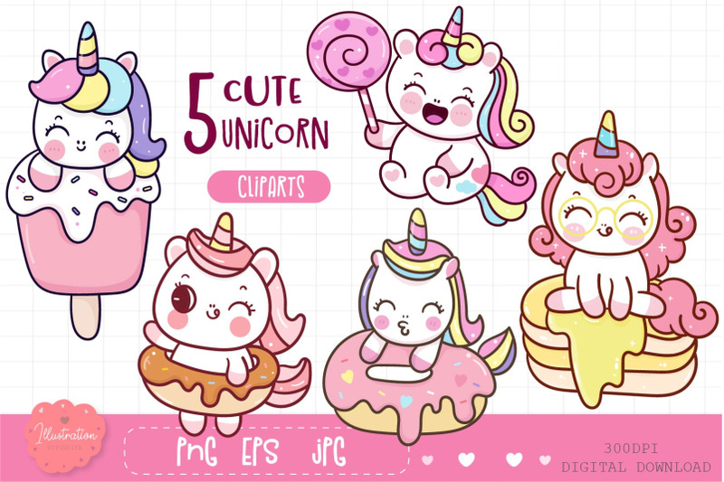 unicorn-clipart-birthday-party-kawaii