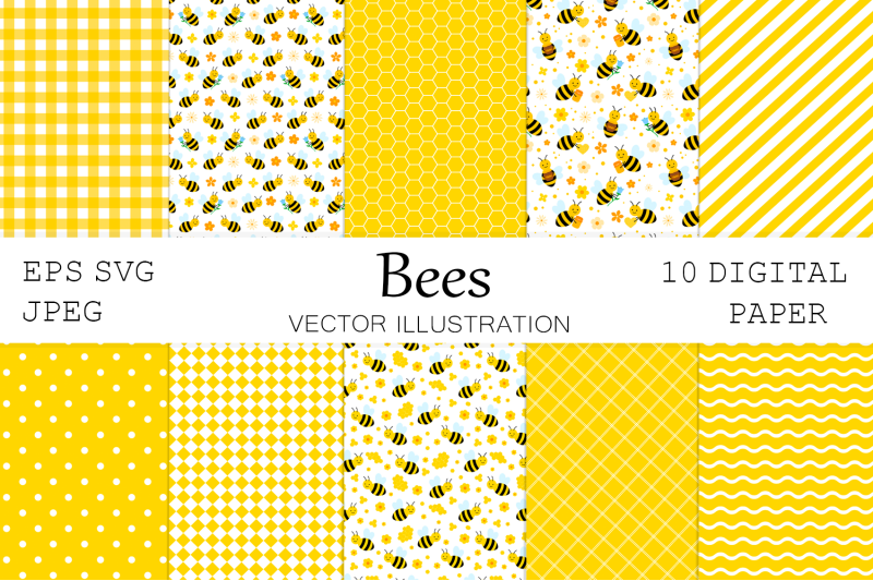 bees-digital-paper-abstract-digital-paper-bees-background