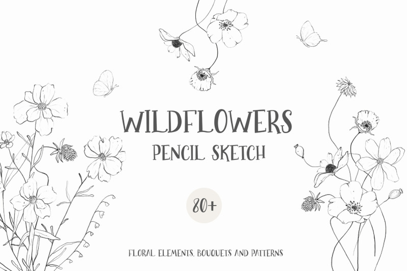 wildflowers-pencil-line-art-sketch