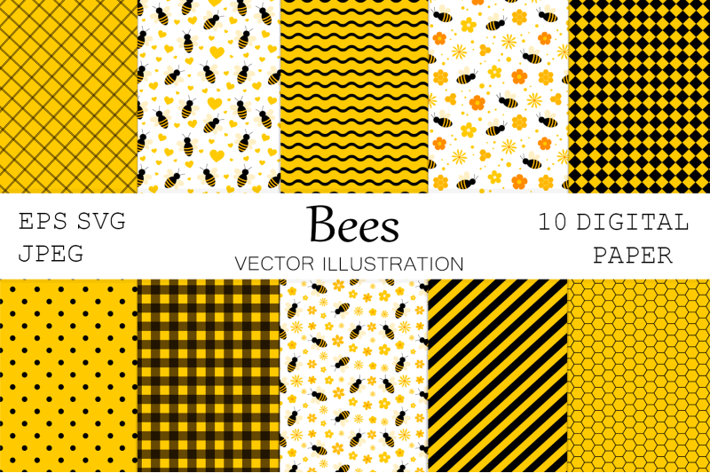 bees-digital-paper-abstract-digital-paper-bees-background