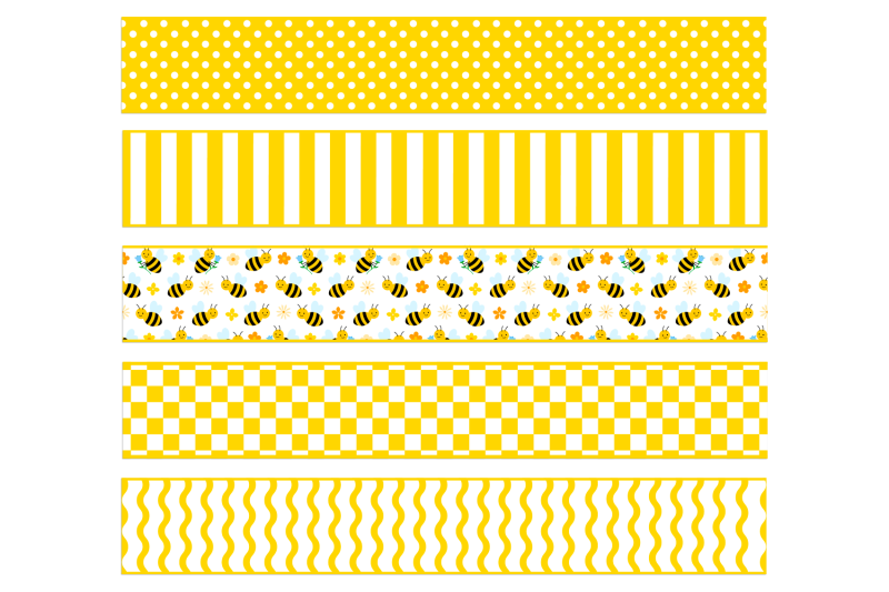 bees-seamless-ribbons-abstract-yellow-ribbons-template