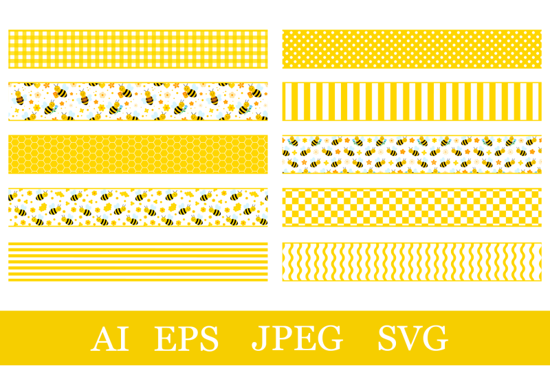 bees-seamless-ribbons-abstract-yellow-ribbons-template