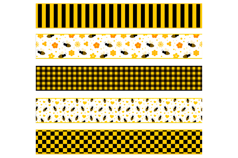 bees-seamless-ribbons-abstract-yellow-ribbons-template