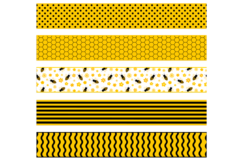 bees-seamless-ribbons-abstract-yellow-ribbons-template