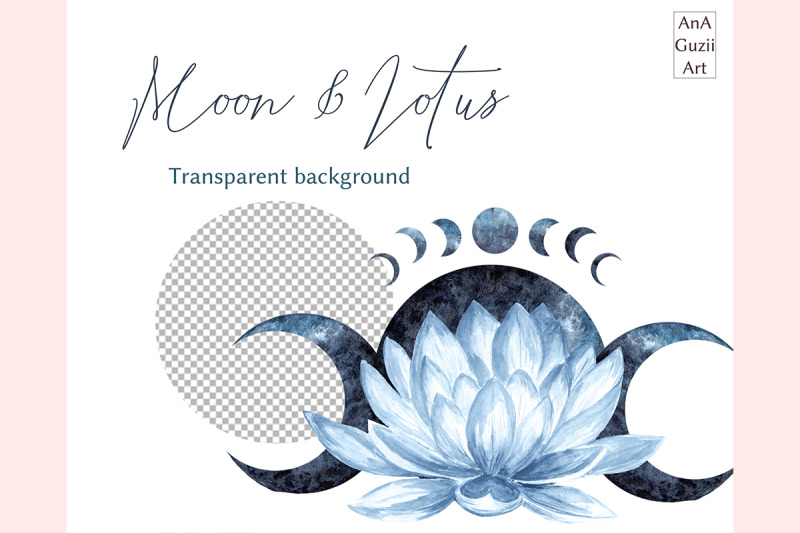 watercolor-lotus-flowers-moon-clipart