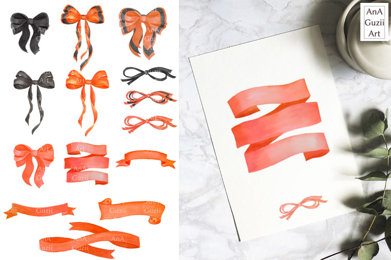 watercolor-ribbons-and-bows