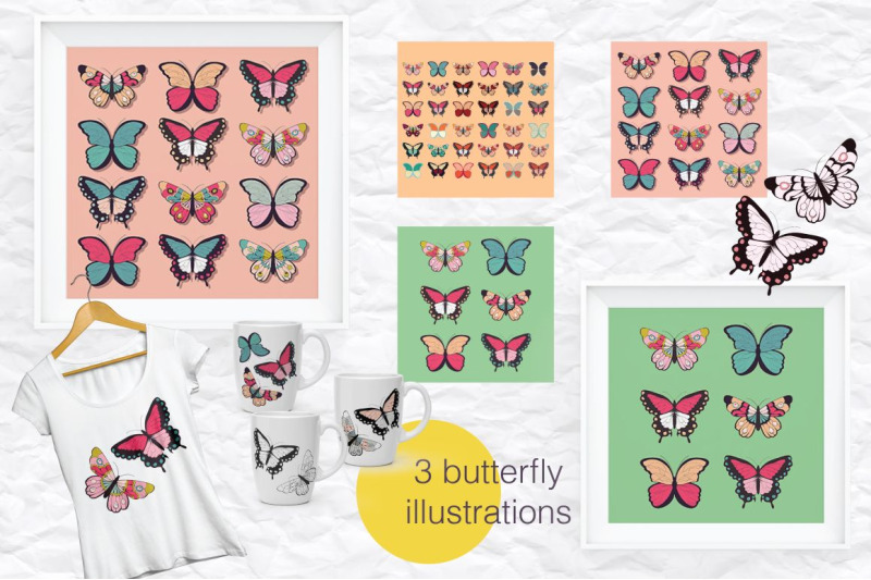 summer-patterns-butterflies-leaves