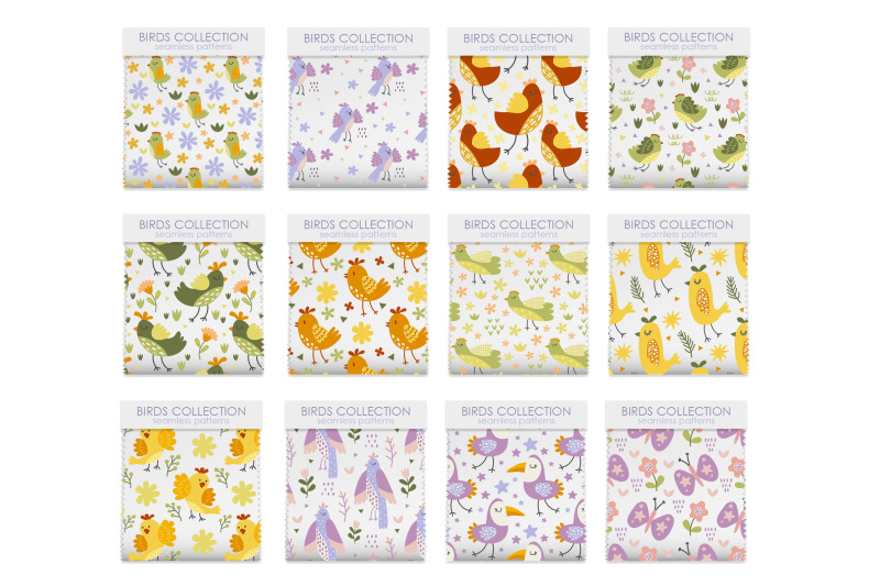 birds-and-flowers-seamless-patterns-vector-background