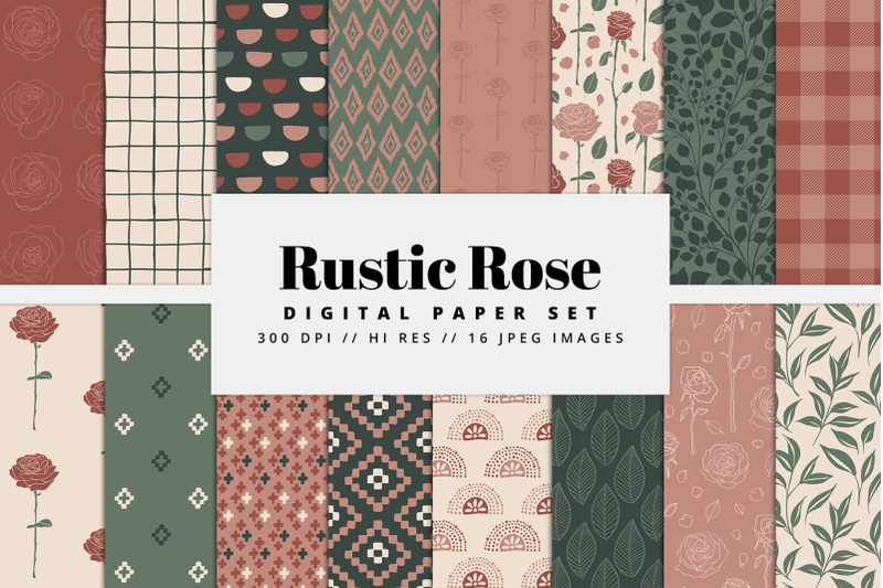 rustic-rose-digital-paper-set