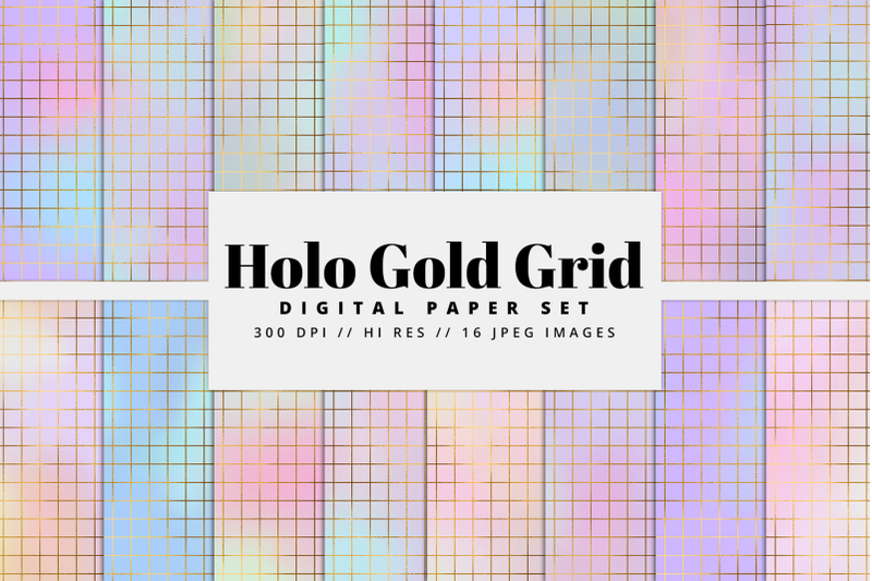 holo-gold-grid-digital-paper