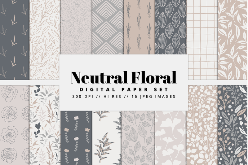 neutral-floral-digital-paper
