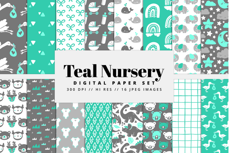 teal-nursery-digital-paper