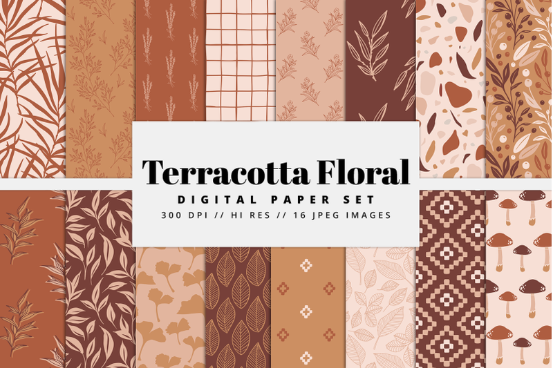 terracotta-floral-digital-paper