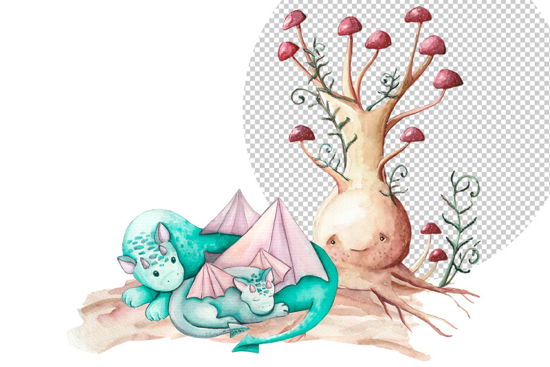 dragons-watercolor-clipart-sublimation-designs