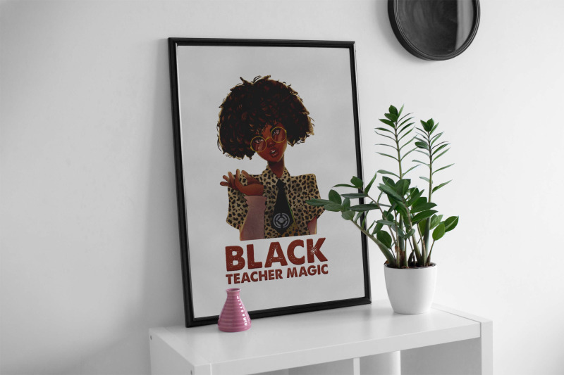 black-teacher-magic-leopard-shirt-design-png