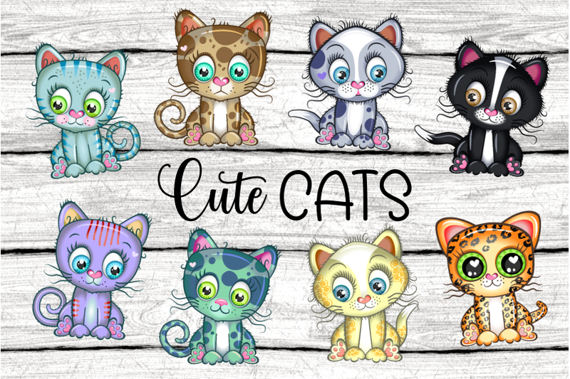 cute-cartoon-pet-cats-sublimation-clipart
