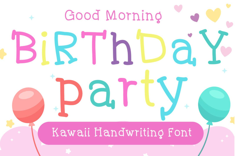 birthday-party-handwritten-cute-kid-font-kawaii-style
