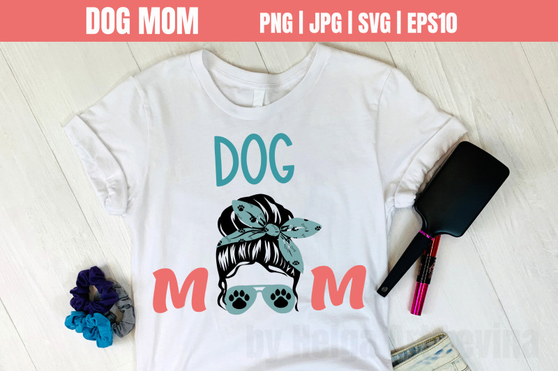 dog-mom-sublimation-woman-messy-bun-png