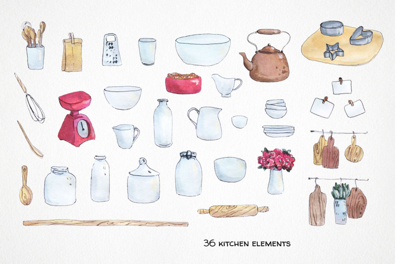 watercolor-family-baking-clipart-cooking-at-home-kitchen-people