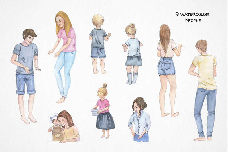 watercolor-family-baking-clipart-cooking-at-home-kitchen-people