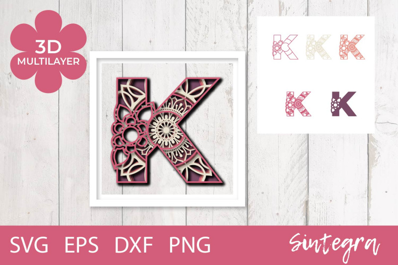 3d-floral-letter-k-mandala-multilayer-svg-cut-file