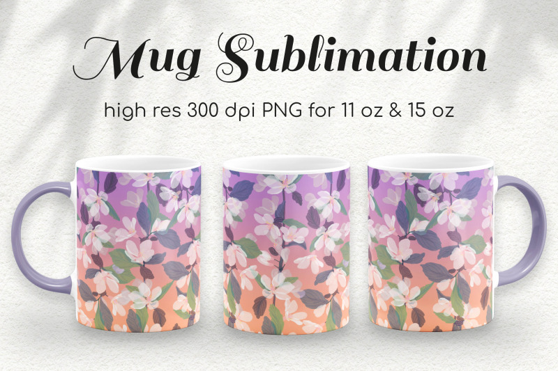 gradient-sakura-flowers-11-and-15-oz-coffee-mug-sublimation