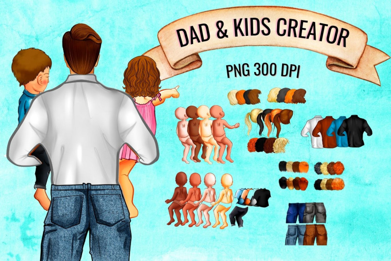 dad-amp-kids-family-creator-clipart