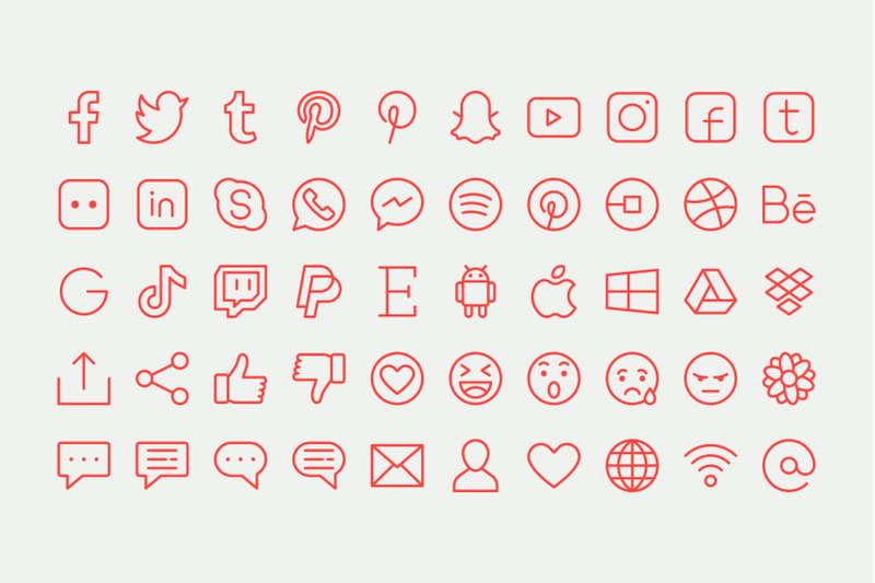 social-media-line-icons-pack