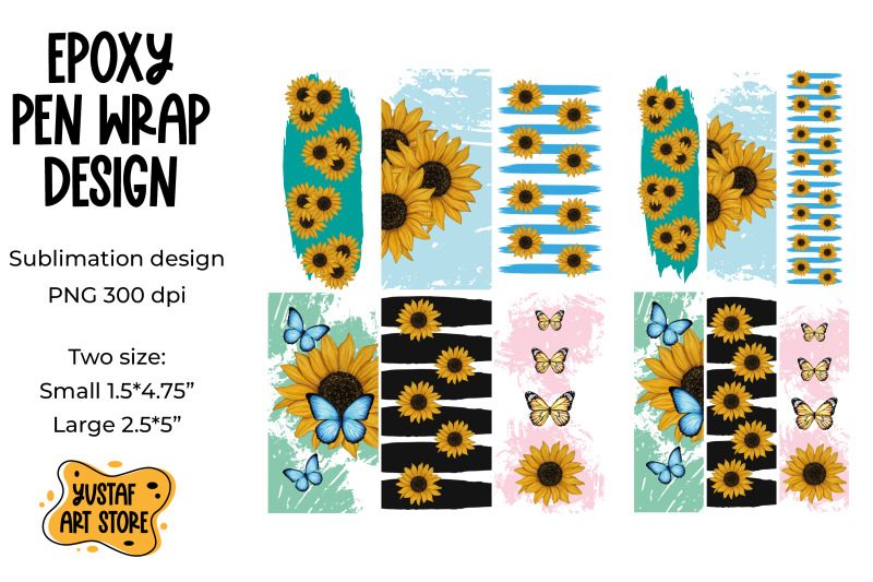 sunflower-and-butterfly-epoxy-pen-wrap-sublimation-design