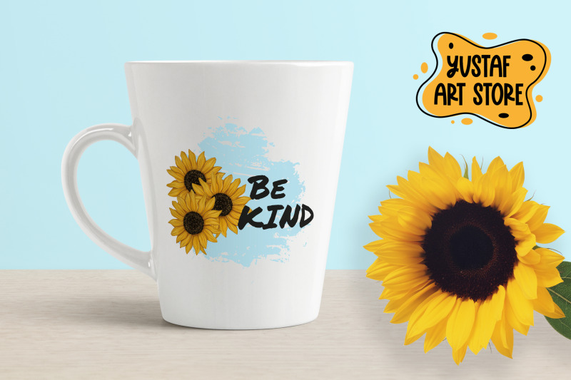 be-kind-watercolor-sunflower-sublimation-design
