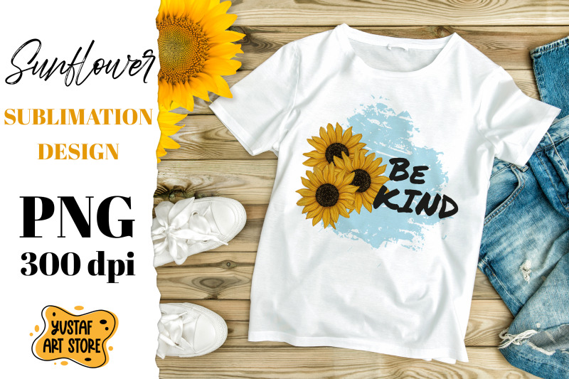 be-kind-watercolor-sunflower-sublimation-design