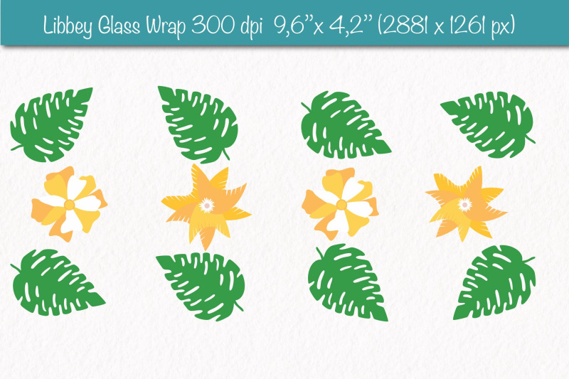 libbey-glass-wrap-with-groovy-yellow-flower-and-tropical-leaves