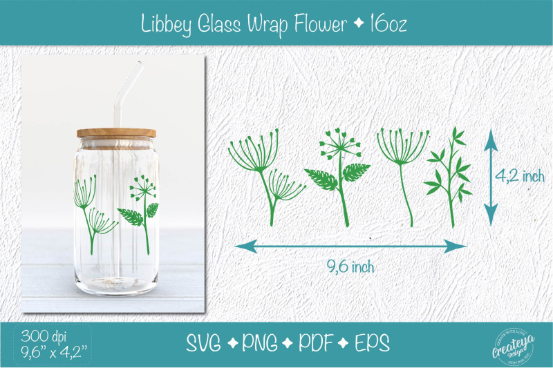 libbey-glass-wrap-with-green-leaves-svg-png-abstract-floral-elements