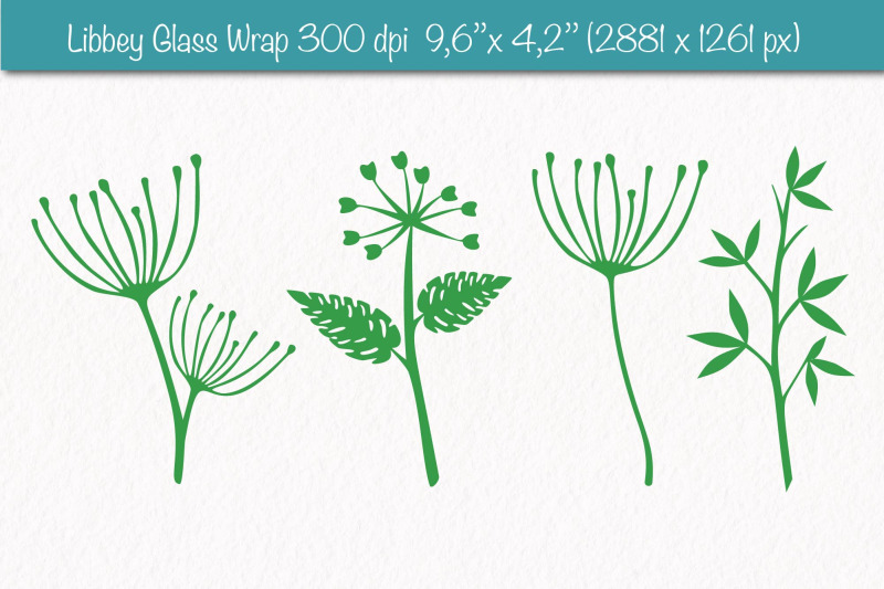 libbey-glass-wrap-with-green-leaves-svg-png-abstract-floral-elements