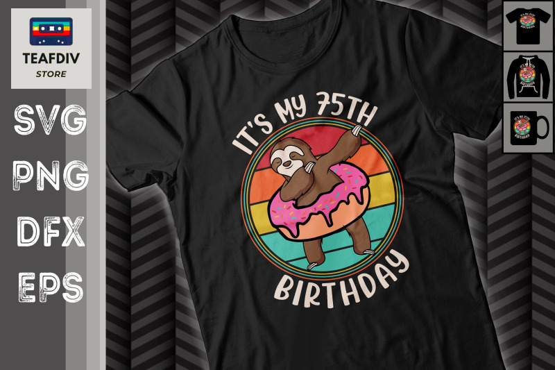 75th-birthday-sloth-donut-retro-vintage