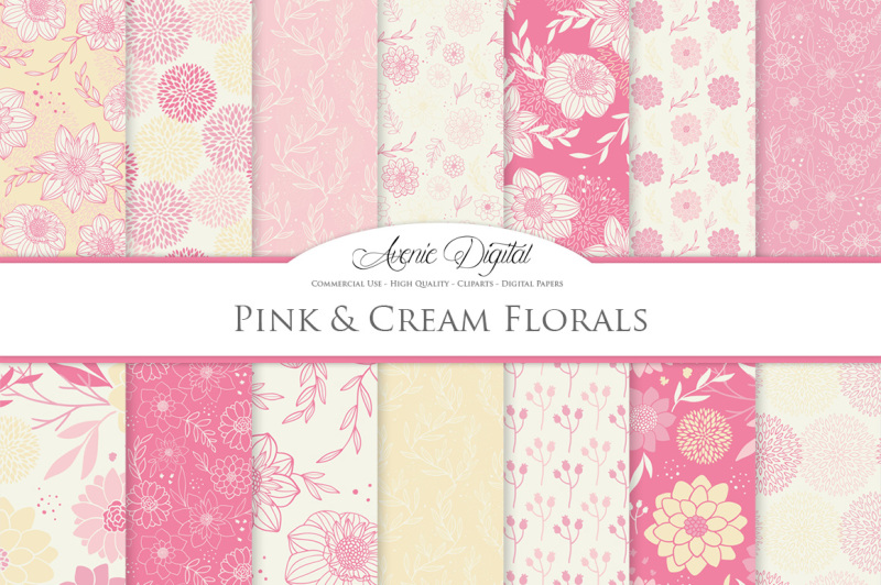 pink-and-cream-floral-vector-patterns-and-digital-papers
