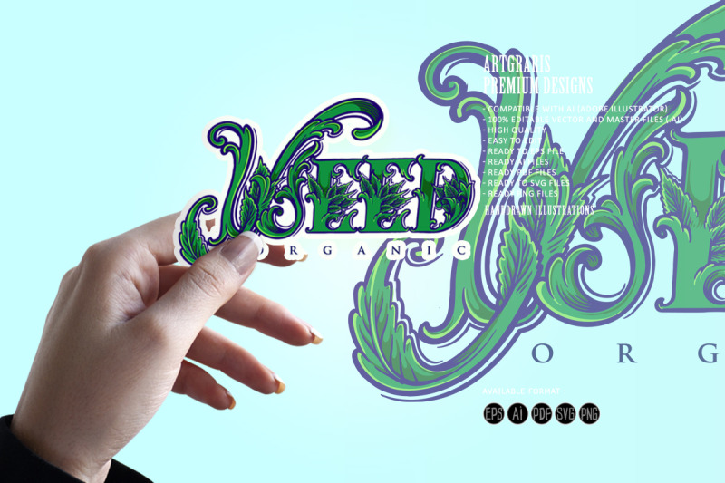 classic-weed-leaf-marijuana-lettering-words-isolated