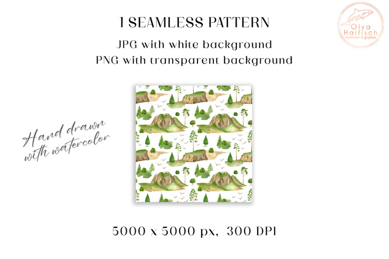 watercolor-forest-mountains-seamless-pattern-woodland-landscape