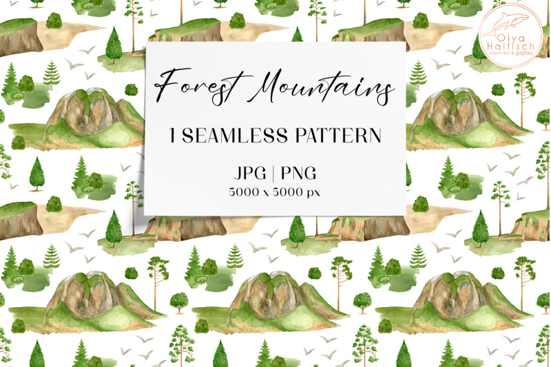 watercolor-forest-mountains-seamless-pattern-woodland-landscape