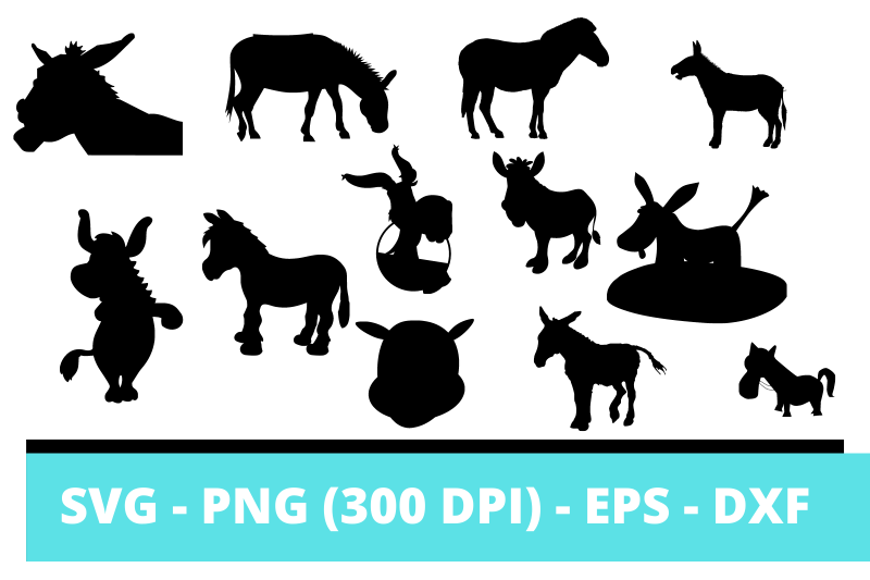 12-donkey-silhouettes-and-cut-files
