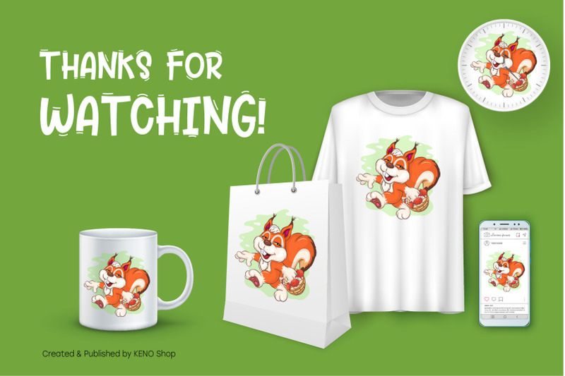 cartoon-squirrel-with-a-basket-t-shirt-png-svg