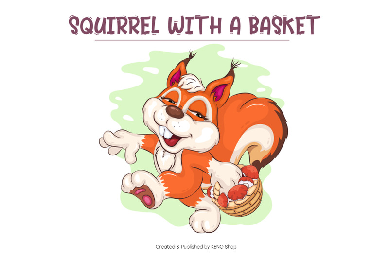 cartoon-squirrel-with-a-basket-t-shirt-png-svg
