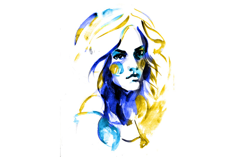 watercolor-beautiful-ukrainian-girl-blue-and-yellow-flag