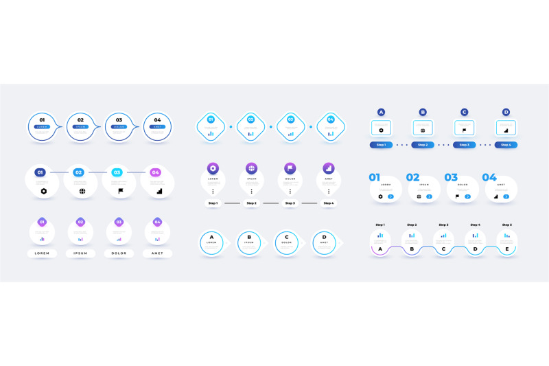 step-infographic-4-elements-flow-chart-business-template-squar