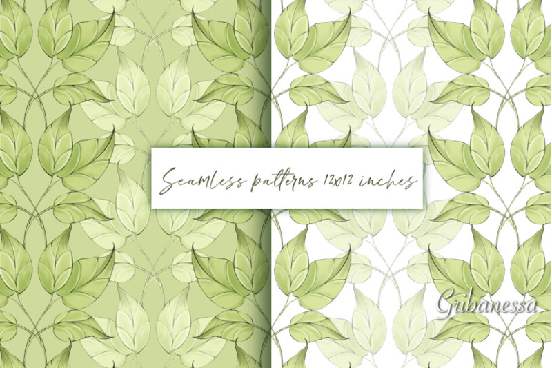 green-leaves-seamless-patterns-summer-floral-background