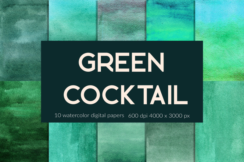 green-cocktail-watercolor-textures