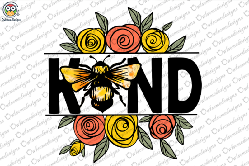 bee-kind-colorful-flower-sublimation-design