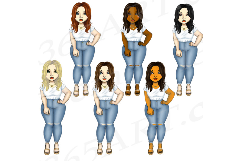 plus-size-girls-clipart-set-casual-fashion-png