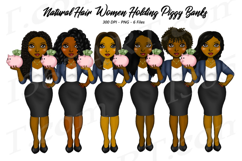 black-women-holding-piggy-banks-clipart-girl-boss-png