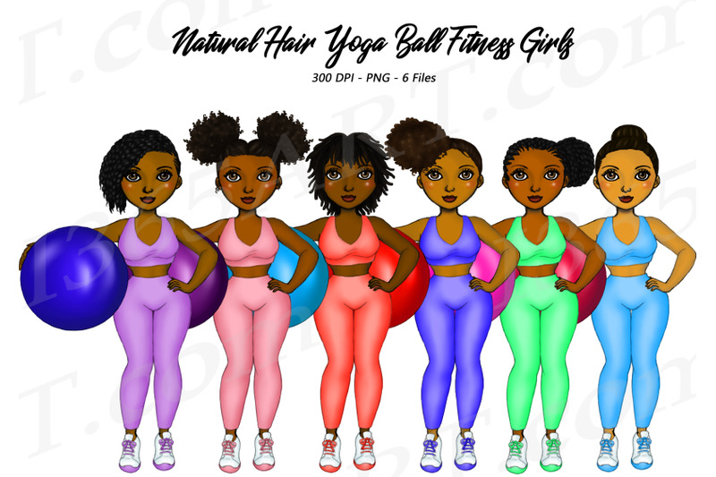 natural-black-woman-yoga-clipart-set-yoga-ball-png